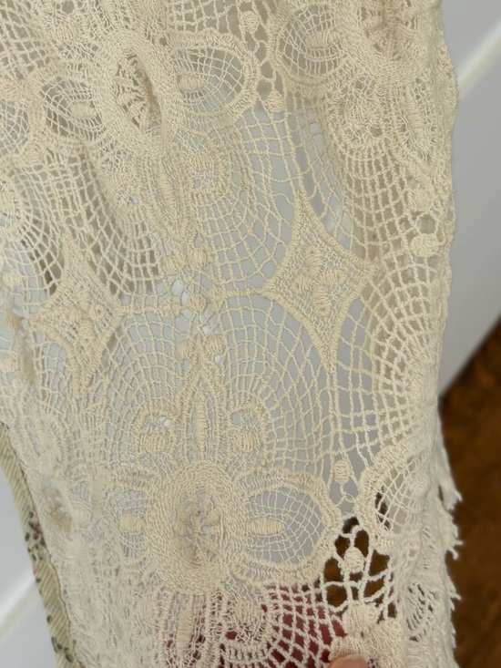 American Vintage Crochet Maxi Slip Dress Women’s Small Cream with Floral trim - Picture 4 of 16